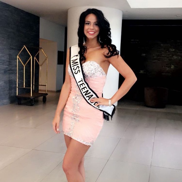 Pink Pale Rhinestones Cocktail Dress - Picture 2 of 4